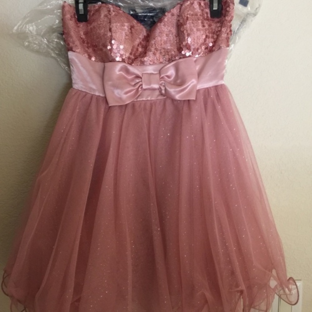 Pink sequin homecoming dress